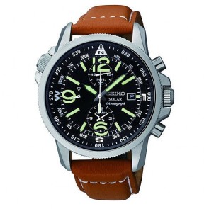 Uhr Seiko Solar SSC081P1 Chronograph Leder Herren
